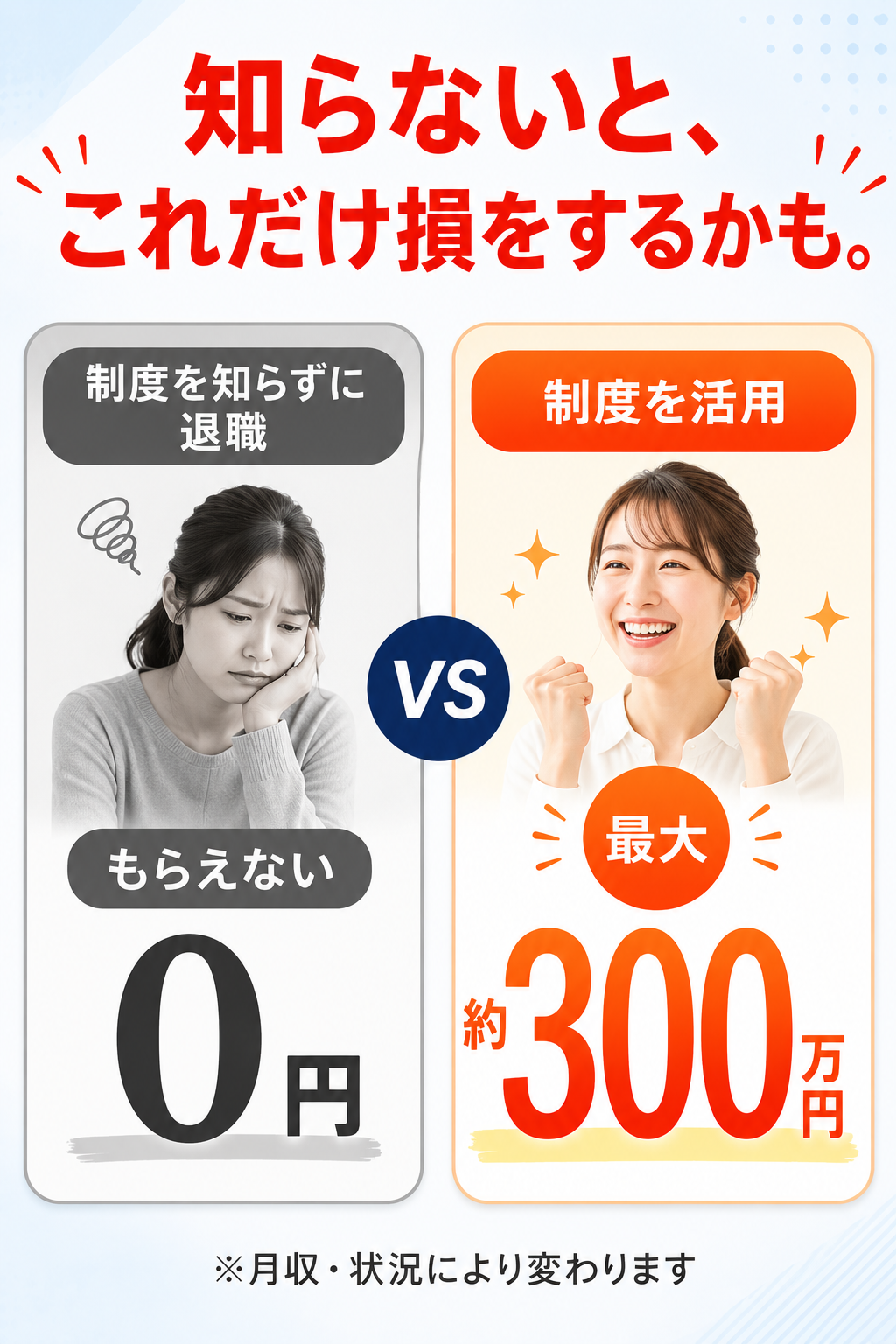 知らないと損をするかも。制度を知らずに退職は0円、活用すれば最大約400万円。